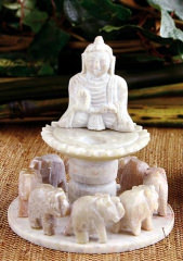 Specksteinhalter - Elefantenkreis mit Buddha